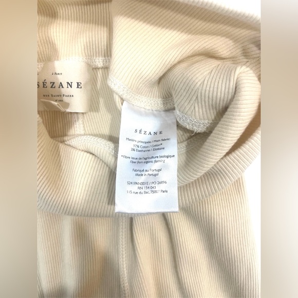 Sezane Ivory Ribbed Conor Legging size SMALL organic cotton lounge wear - Picture 6 of 13